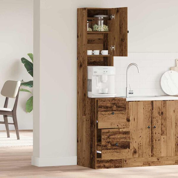 vidaXL Konyhai vitrin fi&oacute;kkal polcokkal &Ouml;reg fa 32 x 50 x 180 cm