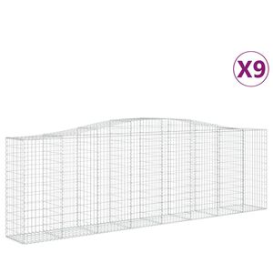 vidaXL 9 db &iacute;ves horganyzott vas gabion kos&aacute;r 400x50x120/140 cm