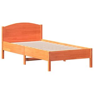 vidaXL viaszbarna t&ouml;m&ouml;r fenyőfa &aacute;gy matrac n&eacute;lk&uuml;l 75 x 190 cm