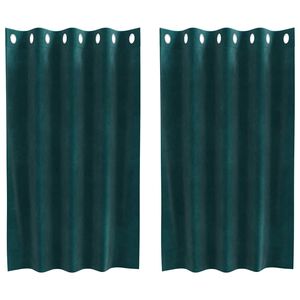 vidaXL Sötétítő függönyök 2 pcs Sötétzöld 140 x 140 cm Bársony