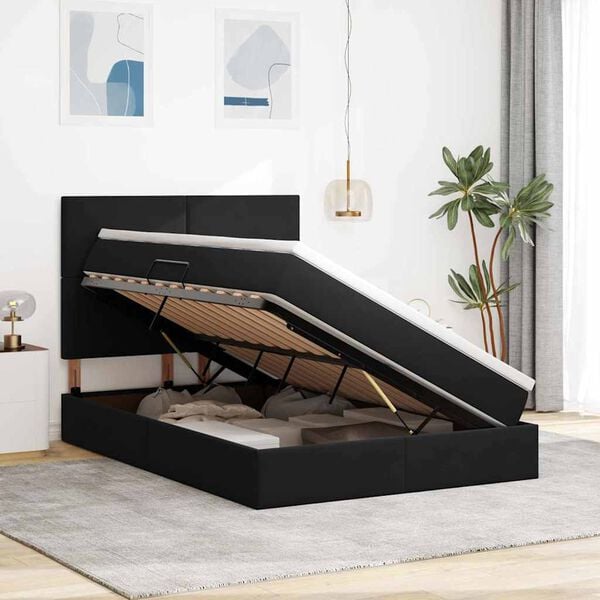 vidaXL &Aacute;gy t&aacute;rol&oacute;val &eacute;s matraccal Fekete 140 x 190 cm B&aacute;rsony