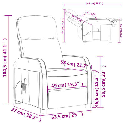 vidaXL antracitszürke műbőr dönthető elektromos fotel