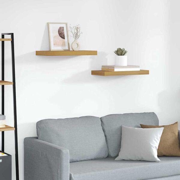 vidaXL Falpolc Falra szerelhető 2 pcs B&eacute;zs 50 x 23 x 4 cm Faanyag