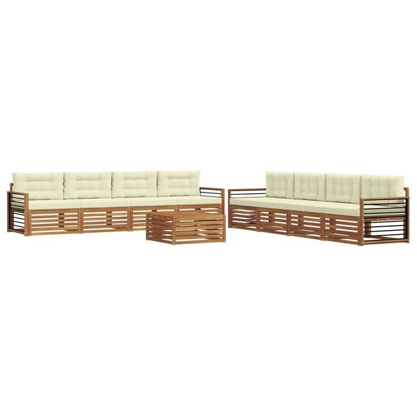 vidaXL K&uuml;lt&eacute;ri kanap&eacute; szett p&aacute;rn&aacute;val 9 pcs Term&eacute;szetes &eacute;s kr&eacute;msz&iacute;nű