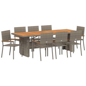 vidaXL Kert &eacute;tkező szett 9 pcs Sz&uuml;rke polirattan