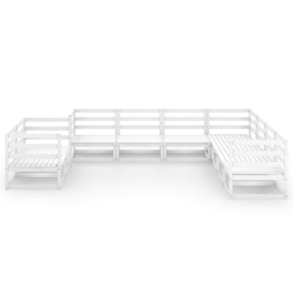 vidaXL 9 r&eacute;szes feh&eacute;r t&ouml;m&ouml;r fenyőfa kerti &uuml;lőgarnit&uacute;ra