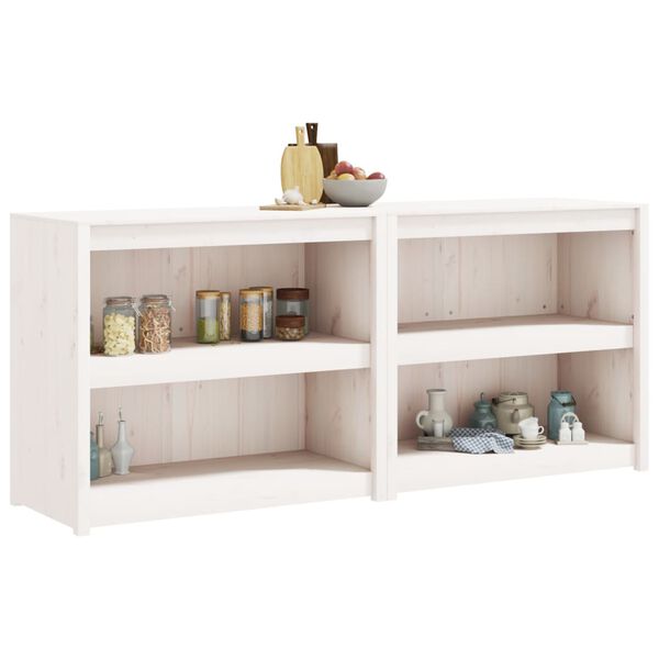 vidaXL 2 db feh&eacute;r t&ouml;m&ouml;r fenyőfa k&uuml;lt&eacute;ri konyhaszekr&eacute;ny