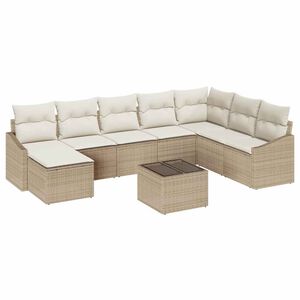 vidaXL Kerti Kanap&eacute; Szett p&aacute;rn&aacute;val 8 pcs Beige &eacute;s kr&eacute;m polirattan