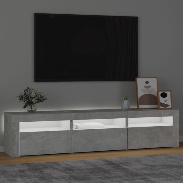 vidaXL betonszürke TV-szekrény LED lámpákkal 180x35x40 cm