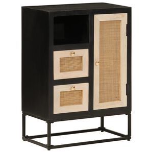 vidaXL fekete t&ouml;m&ouml;r mang&oacute;fa &eacute;s vas t&aacute;lal&oacute;szekr&eacute;ny 55 x 30 x 76 cm