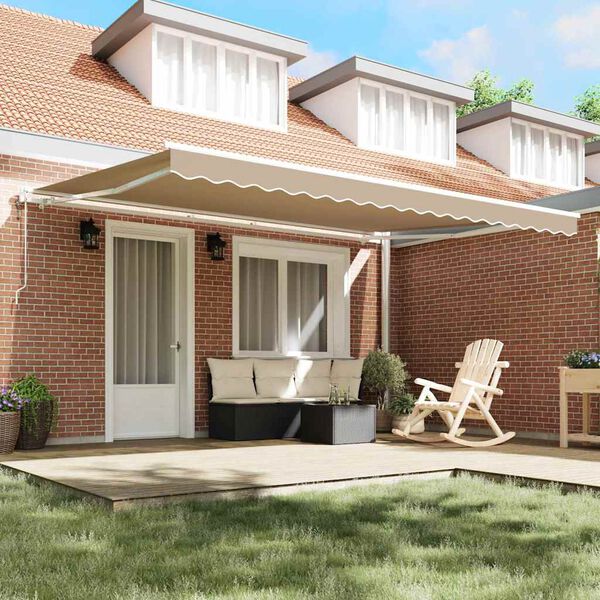 vidaXL Behúzható napellenző Bézs 450 × 300 cm Szövet és Acél