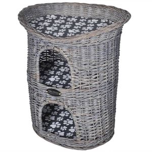 2-szintes fűzfa macskab&uacute;tor kis&aacute;llath&aacute;z/&aacute;gy/kapar&oacute;oszlop p&aacute;rn&aacute;val