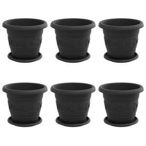 vidaXL N&ouml;v&eacute;nycser&eacute;p 6 db Fekete &Oslash; 22 x 18 cm Műanyag