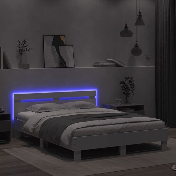 vidaXL feh&eacute;r &aacute;gykeret fejt&aacute;ml&aacute;val &eacute;s LED-del 140 x 190 cm