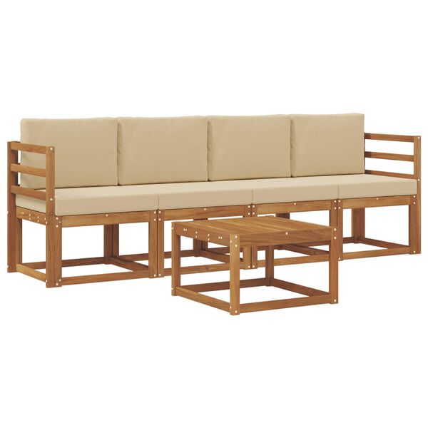 vidaXL K&uuml;lt&eacute;ri kanap&eacute; szett p&aacute;rn&aacute;val 5 pcs Term&eacute;szetes &eacute;s b&eacute;zs