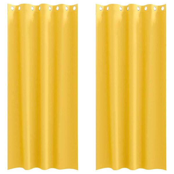 vidaXL Fekete Függöny Gyűrűkkel 2 pcs Mustár sárga 260 x 140 cm