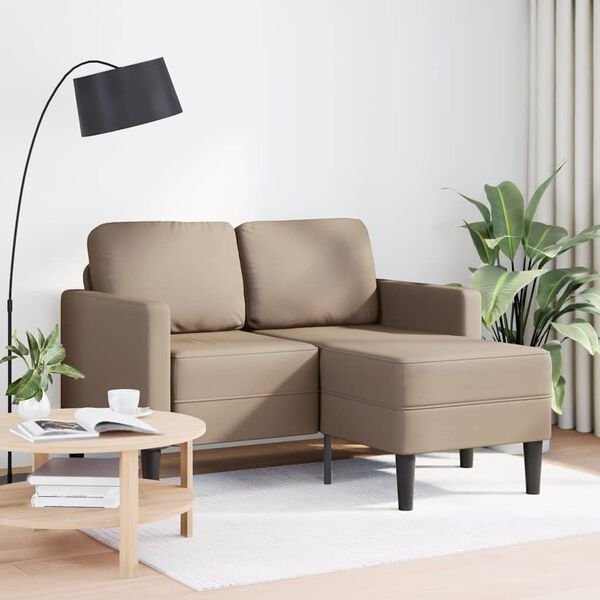 vidaXL cappuccino műbőr 2 üléses kanapé L-alakú kanapéval 125 cm