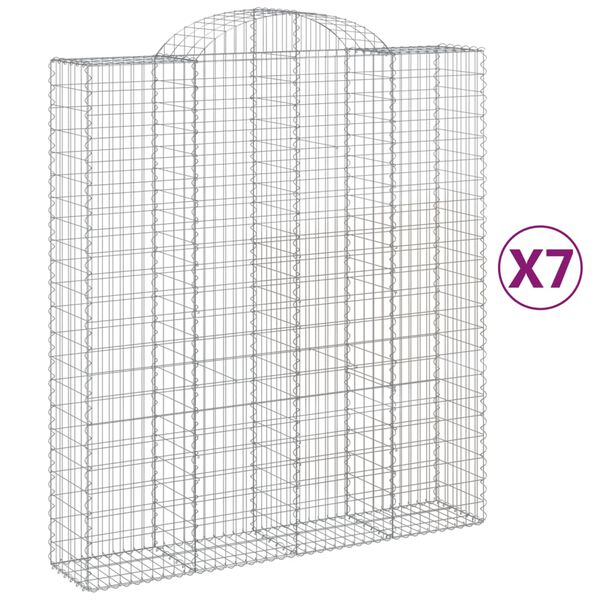vidaXL 7 db &iacute;ves horganyzott vas gabion kos&aacute;r 200x50x220/240 cm