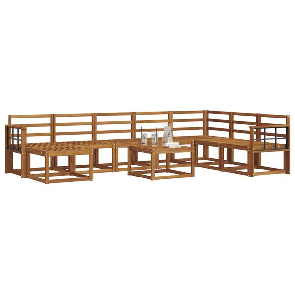 vidaXL K&uuml;lt&eacute;ri kanap&eacute; szett 9 pcs Term&eacute;szetes T&ouml;m&ouml;r Ak&aacute;cfa