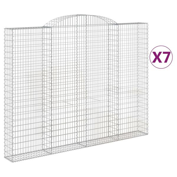vidaXL 7 db &iacute;ves horganyzott vas gabion kos&aacute;r 300x30x220/240 cm