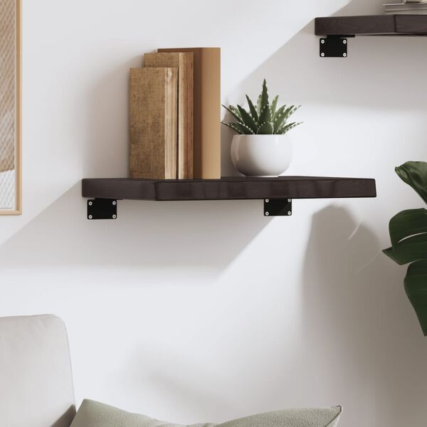 vidaXL sötétbarna kezelt tömör tölgyfa fali polc 40x30x(2-4) cm
