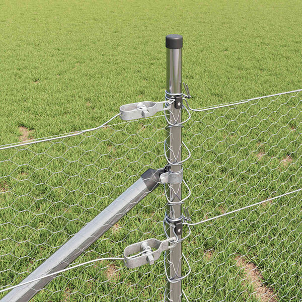 vidaXL Kerítésoszlop Ezüst 100 x 0,4 m (25 mm-es háló) Acél