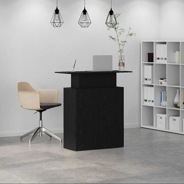 vidaXL fekete, r&eacute;tegelt fa recepci&oacute;s asztal 100 x 40 x 104 cm