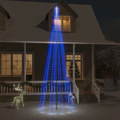 vidaXL karácsonyfa zászlórúdon 732 kék LED-del 500 cm