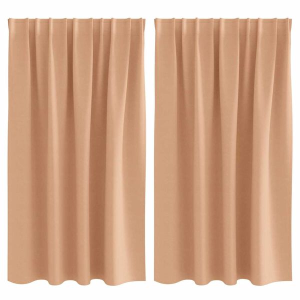 vidaXL Fekete F&uuml;gg&ouml;ny Gyűrűkkel 2 pcs Vil&aacute;gos Barna 140 x 140 cm
