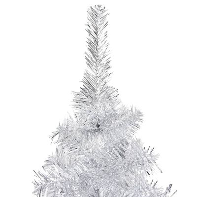 vidaXL ezüstszínű PET műkarácsonyfa LED-ekkel és talppal 240 cm