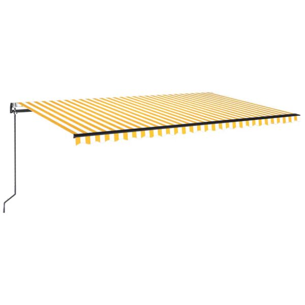vidaXL s&aacute;rga-feh&eacute;r sz&eacute;l&eacute;rz&eacute;kelős &eacute;s LED-es napellenző 500 x 350 cm