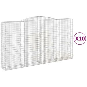 vidaXL 10 db &iacute;ves horganyzott vas gabion kos&aacute;r 400x50x220/240 cm