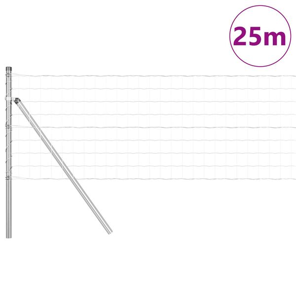 vidaXL Ker&iacute;t&eacute;s oszlopokkal Ez&uuml;st 0,6 x 25 m Ac&eacute;l &eacute;s PVC