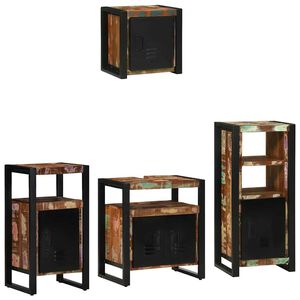 vidaXL F&uuml;rdőszoba b&uacute;tor szett 4 pcs Szil&aacute;rd &Uacute;jrahasznos&iacute;tott Fa
