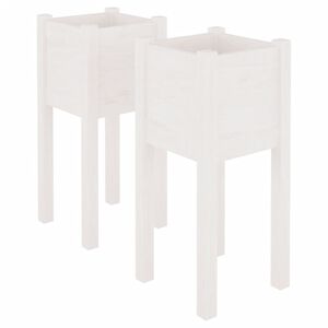 vidaXL 2 db feh&eacute;r t&ouml;m&ouml;r fenyőfa kerti vir&aacute;gtart&oacute; 31 x 31 x 70 cm