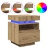 vidaXL 2 db k&eacute;zműves t&ouml;lgy &eacute;jjeliszekr&eacute;ny LED-f&eacute;nyekkel 40x39x48,5 cm