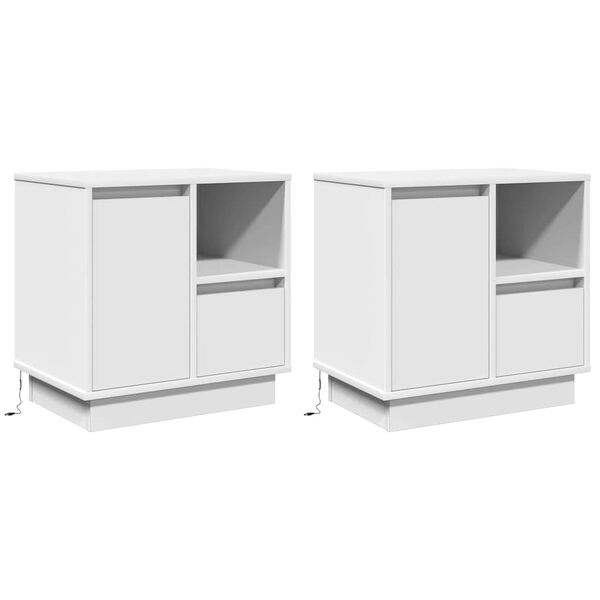 vidaXL &Eacute;jjeliszekr&eacute;ny fi&oacute;kkal 2 pcs Feh&eacute;r 50 x 34,5 x 50 cm Faanyag