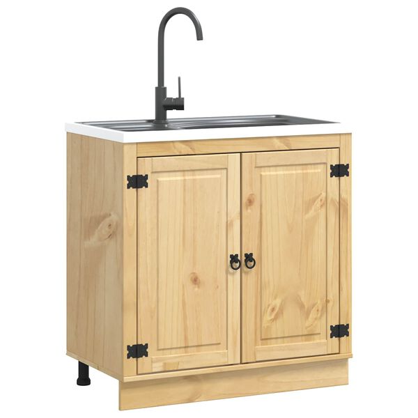 vidaXL Cabinet ajt&oacute;val SKI M&eacute;zes Barna 80 x 46 x 81,5 cm T&ouml;m&ouml;r fenyőfa
