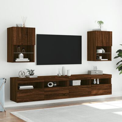 vidaXL 2 db barna tölgy színű TV-szekrény LED-ekkel 40,5 x 30 x 60 cm