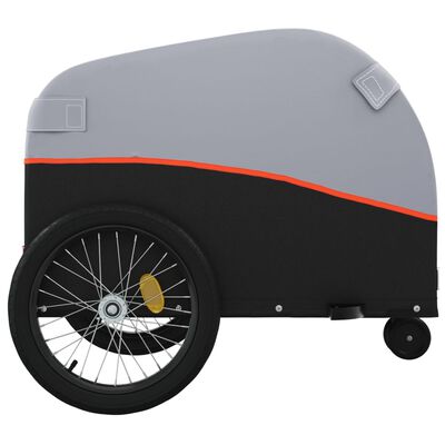vidaXL fekete-narancssárga vas kerékpár-utánfutó 30 kg