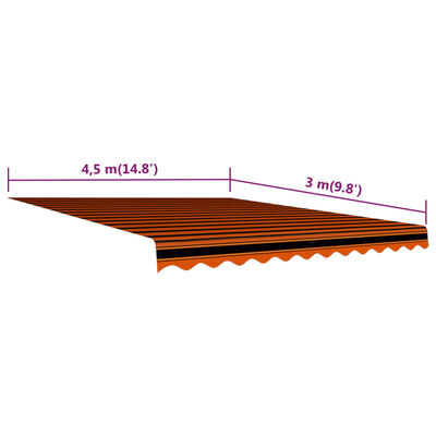 vidaXL narancssárga és barna vászon napellenző tető 450 x 300 cm