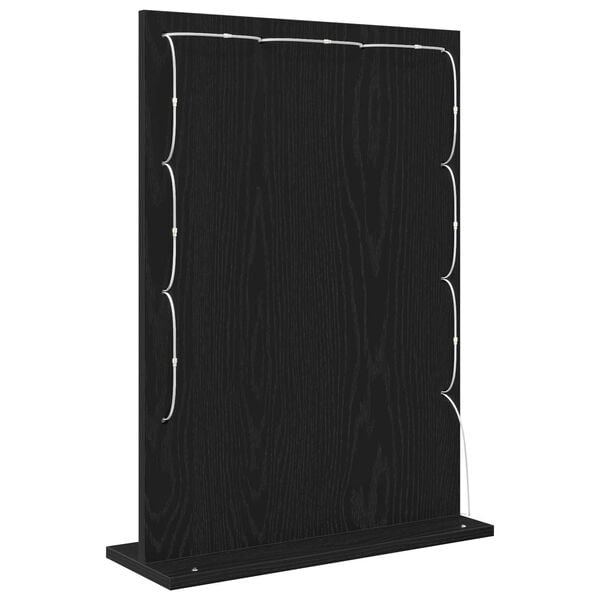 vidaXL Toalett Tükör LED -es lámpákkal Fekete tölgy 70 x 50 x 18 cm