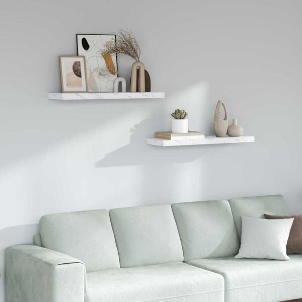 vidaXL Falpolc t&aacute;rol&oacute;val 2 pcs Feh&eacute;r m&aacute;rv&aacute;ny 80 x 23,5 x 4 cm Faanyag