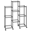 vidaXL fekete vas vir&aacute;gtart&oacute; &aacute;llv&aacute;ny kerekekkel 83 x 25 x 103,5 cm