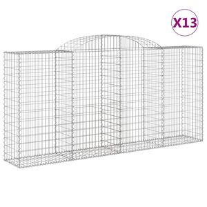 vidaXL 13 db &iacute;ves horganyzott vas gabion kos&aacute;r 300x50x140/160 cm
