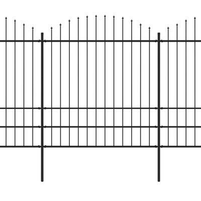 vidaXL fekete lándzsahegy tetejű acélkerítés (1,75-2) x 3,4 m
