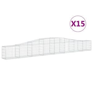 vidaXL 15 db &iacute;ves horganyzott vas gabion kos&aacute;r 400x30x40/60 cm