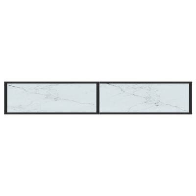 vidaXL fehér márványszínű edzett üveg tálalóasztal 200 x 35 x 75,5 cm