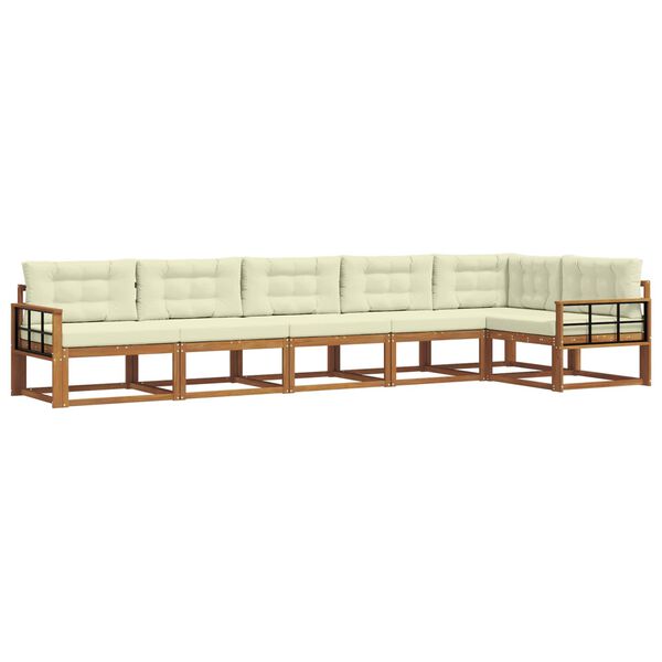 vidaXL K&uuml;lt&eacute;ri kanap&eacute; szett p&aacute;rn&aacute;val 6 pcs Term&eacute;szetes &eacute;s kr&eacute;msz&iacute;nű