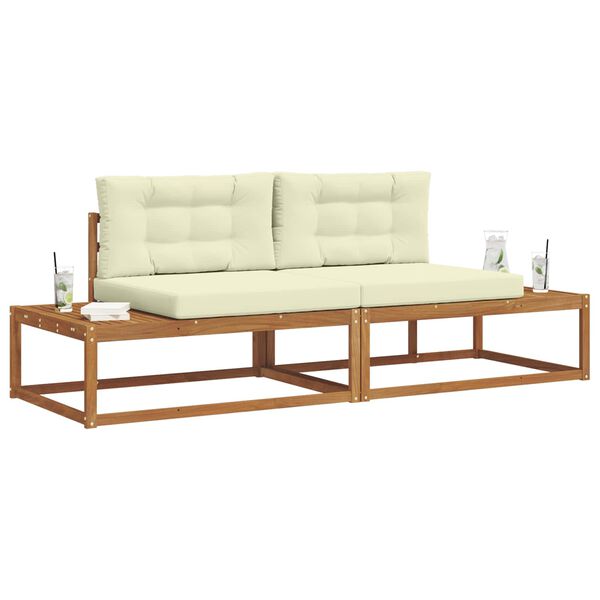 vidaXL K&uuml;lt&eacute;ri kanap&eacute; szett p&aacute;rn&aacute;val 2 Darab Term&eacute;szetes &eacute;s kr&eacute;msz&iacute;nű